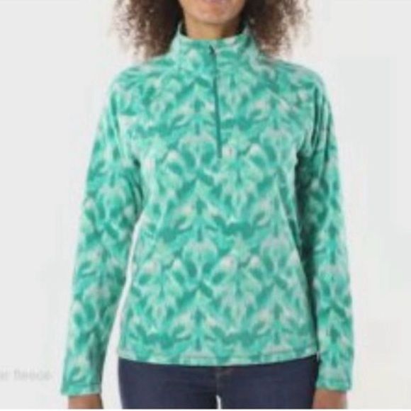 NEW! EDDIE BAUER 1/4 Quarter Zip Polar Fleece SZ L Turquoise Leaf Ikt NWT - Picture 7 of 12